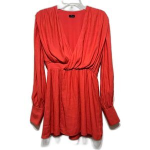 NBD Mini Dress Revolve Benita Red Long Sleeve Faux Wrap Party Womens size Small